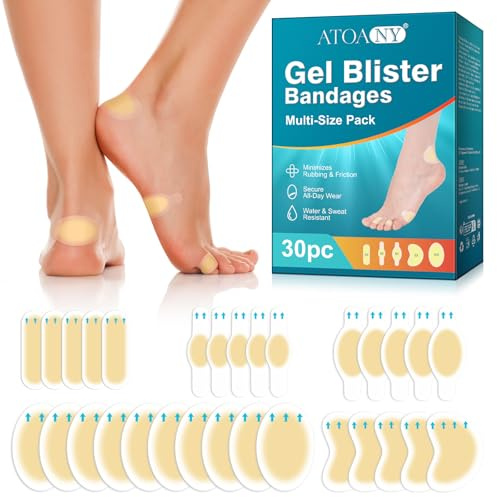 Hydrokolloid-Gel-Blister-Bandagen für Füße, unsichtbare Blasenpflaster für Fersen, Zehen und Finger, wasserabweisende Blasenbinden für Reisen und Alltag, 30 Stück