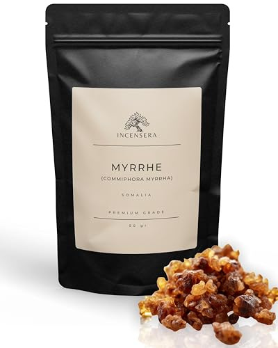 Incensera Myrrhe Räucherharz 50 g – Hochwertiges Harz zum Räuchern | Naturreines Baumharz & Räucherwerk für Rituale, Meditation & Entspannung
