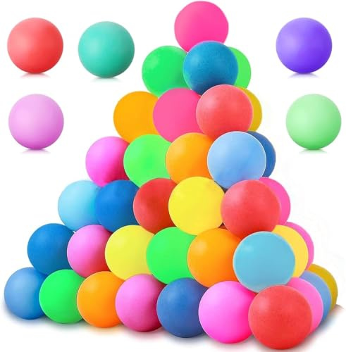 JEONDFG 60 Stück Tischtennisbälle, 40 mm bunte Tischtennisbälle, lustige Ping-Pong-Bälle, langlebig, bunt, Tischtennisball für Erwachsene und Kinder