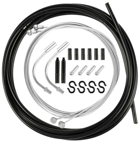 Bremszug Fahrrad Set, 2.5M Schaltzug Fahrrad,Universal Bremsseil Set mit 2 V Bremskrümmer(110 Grad) und Staubschutzhülle, Bremskabel Ersatz für Mountainbike Rennrad