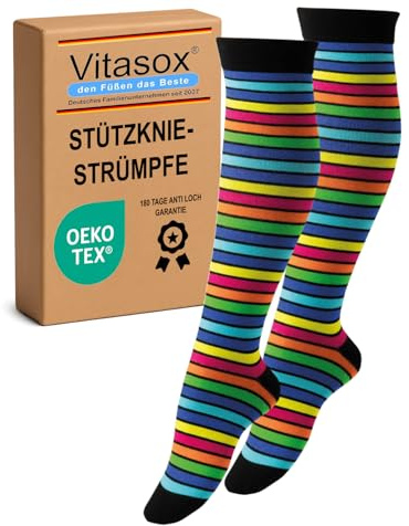 Vitasox Stützstrümpfe für Damen & Herren, 1 | 2 | 4 | 6 Paar, Stützkniestrümpfe aus Baumwolle mit Kompression für Flug, Reise, Büro und Auto, Thrombose Socken gegen geschwollene Beine