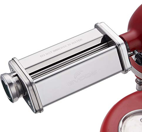 GVODE Edelstahl Nudelaufsatz für KitchenAid Küchenmaschine, Nudelvorsatz für KitchenAid Pasta Aufsatz, Nudel-Blattroller für KitchenAid mit 8 Drehknöpfen zum Einstellen der Dicke