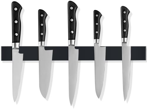 Fousenuk 40cm Magnetleiste Messer, Edelstahl Messerhalter Magnetisch, Selbstklebend Magnet, Knife Holder, Messermagnet Küchenleiste Messerleiste Halterung, Kann Ohne Bohren Installiert Werden Stark