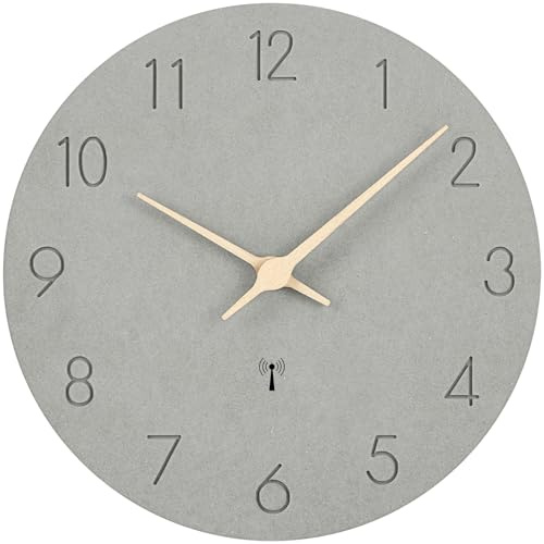 Warminn Funkuhr Wanduhr MDF Holz Groß Wanduhr Ohne TickgeräUsche Lautlos 30cm Quarz Batterie Einfach zu Lesen für Zimmer Zuhause KüChe Schlafzimmer Büro Schule (Grau 1)