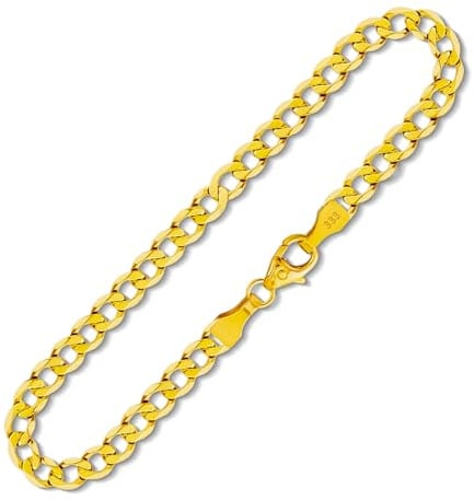 EDELIND Armband Herren 333 Echt Gold 3.9 mm Armkette Panzerkette 8K Gelbgold Länge 19cm Bracelet für Männer Goldarmband Made in Germany