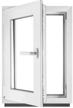 Fenster Kellerfenster Kunststofffenster Kunstoff weiß BxH 50 x 70 cm DIN Links - ALLE GRÖßEN - 2 fach Verglasung BxH 500 x 700 mm - Funktion Dreh-Kipp - BauPlaza