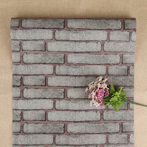 FENTIS Selbstklebende Tapete Vinyl Klebefolie Tapeten für Deko Wohnzimmer Möbelfolie Selbstklebend für Deko Küche Schlafzimmer Bad Grauer Ziegel Wandfolie Selbstklebend Abwaschbar 44x500cm