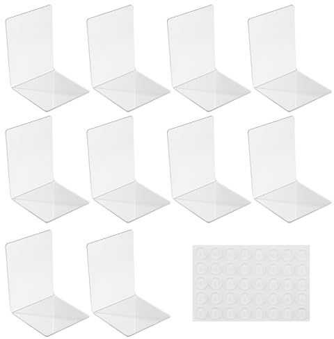 10 Stück Transparenten Buchstützen-Set, 40 Stück Anti-Rutsch-Pad-Acryl-Buchstütze, 3mm verdickt Stück Klarer Buchständer kann für Buchhalter, Bibliotheks-Buchständer, Bücherstützen, Büro-Bookends