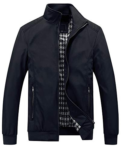 YOUTHUP Herren Jacke Leichte Freizeit Übergangsjacke Langarm Sommer Bomberjacke Outdoor Sportjacke, Schwarz, M
