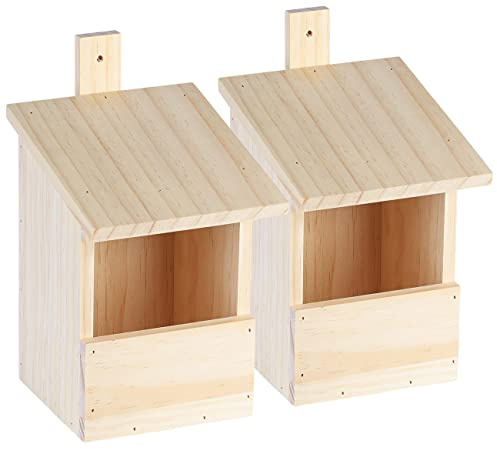 Royal Gardineer Wildvogel-Nistkasten: 2er-Set Vogel-Nistkästen zum Aufhängen an Baum oder Wand, vormontiert (Vogel-Brutkästen, Hotel, Bausatz Holz)