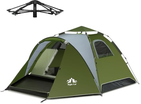 Night Cat Pop Up Zelt 3 4 Personen: Wasserdicht Wurfzelt Atmungsaktiv Einfache Einstellung für Camping Wandern