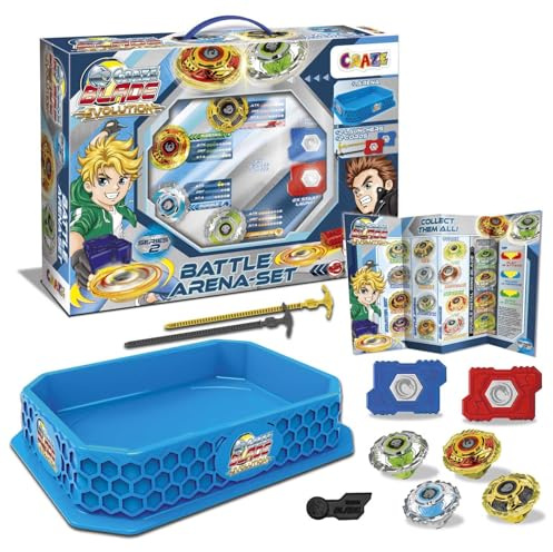 CRAZE BLADE XXL Battle Set 4er Blade Metall Kampfkreisel inkl. Zubehör Kampfarena, Arena Kreisel für Kinder Burst Kreisel spielzeug jungen 32800