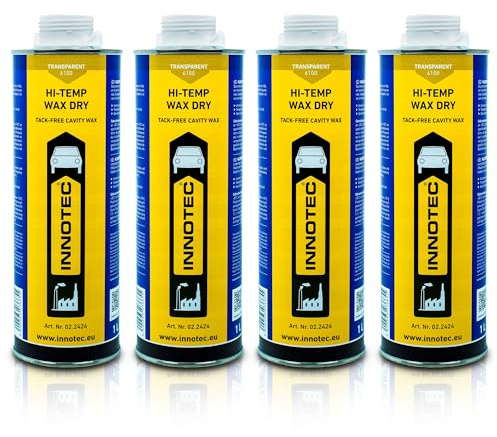 4 Stück Innotec Hi-Temp Wax Dry Transparent - Next Level Konservierung für Automotive & Industrie - Idealer Unterbodenschutz und Hohlraumkonservierung - Rostschutzmittel für Fahrzeuge - 1 Liter Dose