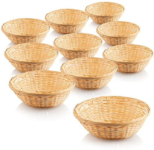 com-four® 10x Bastkorb in natürlicher Farbe zur Dekoration - Osterdeko - Osternest - Körbchen für Ostereier, Brötchen und Snacks (Natur - Oval-S - 10 Stück)
