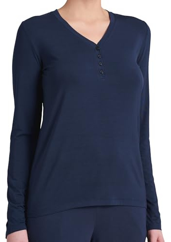 Schiesser Damen Schlafanzugoberteil Shirt Langarm 1/1 Knopfleiste - 175478