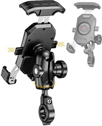 iMESTOU Anti-Diebstahl Motorrad Telefon Halterung Handlebar Ball Handy-Halter mit Aluminium 1" Ball Base 360 Rotation Universal für 4,0-7,0 Zoll Smartphones
