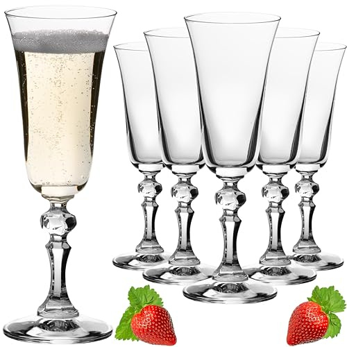IMPERIAL glass Stilvolle Sektgläser 180ml Serie 'Vintage' Set 6-Teilig Sektkelche aus Crystalline Glas Spülmaschinenfest