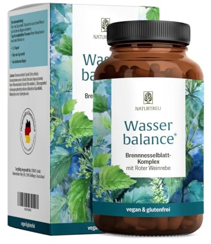 NATURTREU® Brennnessel Kapseln Komplex mit Rosskastanienextrakt | und roter Weinlaub Vegan und ohne chemische starke Entwässerungstabletten - 90 Wassertabletten