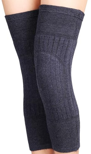 QUUPY Unisex Kaschmir-Woll-Kniebandage, unterstützt Beinwärmer, Winter, warm, Thermo-Kniebandage, Knieschützer, Ärmel-Kniewärmer, dunkelgrau, 43 x 16.5cm