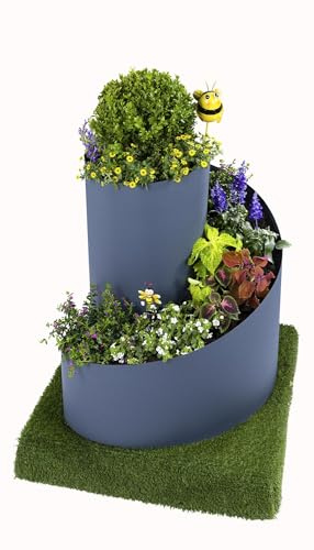 Jardinion Kräuterspirale Pflanzspirale Gewürzspirale 80cm x Ø80cm Grau, Kräuterschnecke, Beet, Kräutergarten, Kräuterturm, Gartendekoration, Blumentreppe, Hochbeet
