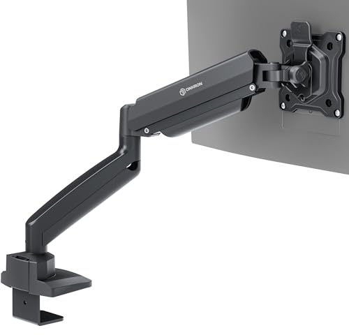 ONKRON Monitor Halterung für 13-32 Zoll Bildschirm bis 10 kg, Gasdruckfeder Bildschirmhalterung drehbar, Monitorhalterung VESA 75x75-100x100, Monitor Arm Stand schwenkbar, neigbar Schwarz G80-B