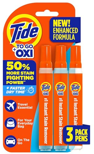 Tide Fleckenentferner für Kleidung, Tide To Go-Stift, sofortiger Fleckenentfernerstift und Fleckenreiniger, tragbar und reisefreundlich, funktioniert auf Lebensmittel- und Getränkeflecken, passt in