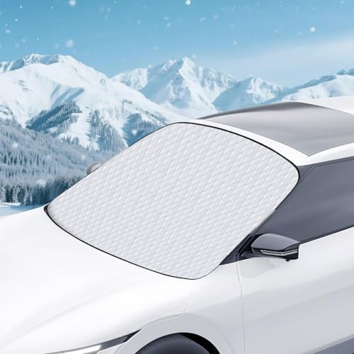 Alaoo Frontscheibenabdeckung Auto Scheibenabdeckung Faltbar Sonnenschutz, Faltbare Abnehmbare, Winter Sommer Windschutzscheibenabdeckung Sonnenschutzfolie (Klemmtür-Dicker Stil)