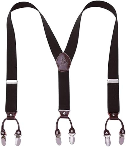 KANGDAI Hosenträger für Herren Breit Y Style 3.5 CM Mit Sehr 6 Starke Metall Clip Durable Elastic Verstellbare Hosenträger Geschenkbox für Herren und Damen