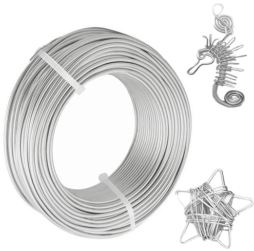 1mm x 55m,Draht zum Basteln Schmuckdraht Aluminiumdraht,Dekoteile, DIY-Skulpturen, Kranzherstellung & Bonsai-Bäume Braht zum basteln Basteldraht. (Silber)