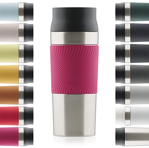 Blumtal Thermobecher 350 ml - Kaffeebecher to go aus Edelstahl - auslaufsicherer Isolierbecher kalt/heiß - Mug mit 360° Trinköffnung - Thermosbecher mit Quick-Press-Verschluss - Thermal Mug - Pink