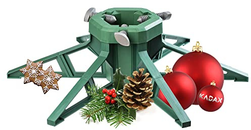 KADAX Weihnachtsbaumständer mit Wassertank, moderner Christbaumständer aus robustem Kunststoff für Bäume, Verschiedene Großen, Tannenbaumständer, stabil, grün (Baumhöhe bis 3,5m)