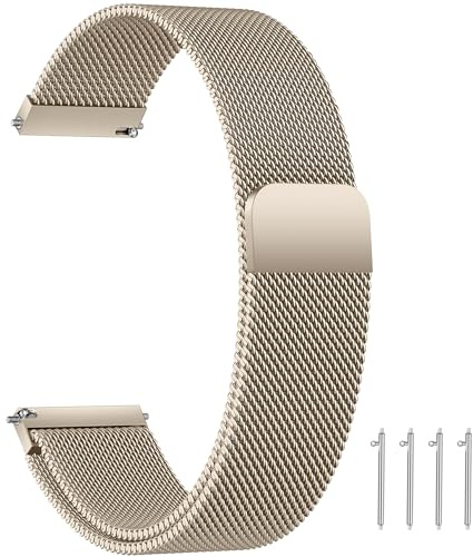 LYYLTX Edelstahl Mesh Uhrenarmband Metall Ersatz Armband Magnetverschluss Smartwatch Schnellverschluss Watch Uhren Ersatzband Für Damen Herren 14mm 16mm18mm 20mm 22mm 24mm (24mm,VintageGold)