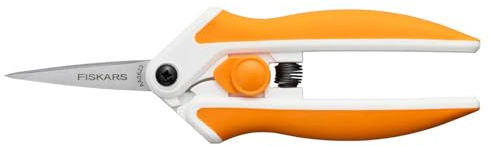 Fiskars Softgrip Stoffschere, Mit Mikro-Tip, Länge: 15 cm, Rostfreie Stahl-Klinge/Kunststoff-Griffe, Weiß/Grau, Easy Action, 1070029