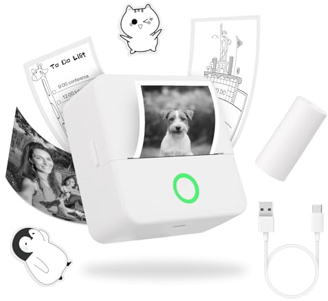 Mini Drucker tragbarer Mini Printer, Mini Fotodrucker Wireless Taschendrucker Thermodrucker Smartphone Bluetooth Drucker Sticker Printer, für iOS und Android, ideal für Studium, Fotos, Geschenke
