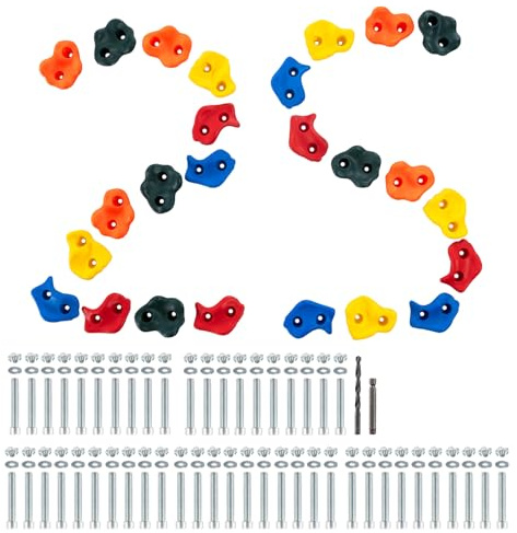 VEVOR 25 Klettergriffe, Kletterfelsen in verschiedenen Größen und Farben, 200 kg belastbare Kletterwandgriffe mit Montagezubehör, Kletterwandgriffe für Spielplätze im Innen- und Außenbereich