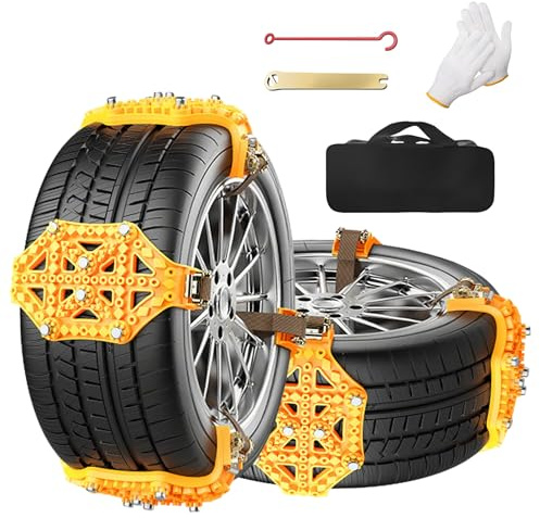 8 Stück Universal Anfahrhilfe Schneeketten für Reifenbreite 165-275 mm, Anfahrhilfe Anti-Rutsch-Kette im Gelände bei Schnee, Verdickte Schwerlast Notfallzugketten für die Meisten PKW/SUV/LKW