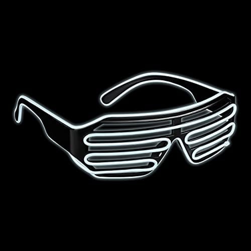 Balinco LED Brille mit 3 Blitzmodi - perfekt geeignet als Techno DJ | Festival | Halloween | Karneval | Fasching als Ergänzung zum Outfit bzw. Kostüm