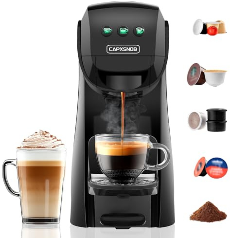 Warriors1 5 in 1 Multi Kapselmaschine für Nespresso OL, Dolce Gusto, Lavazza A Modo Mio, FAP Espresso Point Kapseln und Gemahlen Kaffee, 20 bars, 0,8 L, Automatische Kaffeemaschine für Zuhause & Büro
