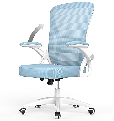 rattantree Bürostuhl, Ergonomischer Schreibtischstuhl mit Verstellbare Armlehnen, Lordosenstütze, Höhenverstellbar, Gepolstertem Sitzkissen, 360° Drehstuhl für das Büro Arbeitszimmer, Blau