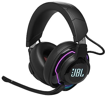 JBL Quantum 910, Over-Ear Gaming Kopfhörer, Schwarz | Wireless 2,4 GHz, Bluetooth 5.2 und 3,5 mm Klinke, Mit Head-Tracking-Funktion, Noise-Cancelling und 39 Stunden Akkulaufzeit