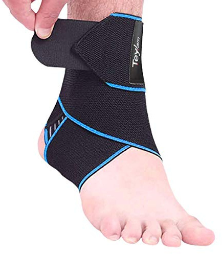 Teylam Sprunggelenkbandage, Einstellbares bandage fußgelenk, Flexible Knöchelbandage, Ultra Dünn Fußbandage, Laufen Fussball, Rechte und Linke Fußgelenk (Blau)