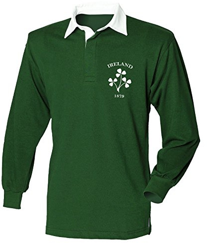 Irland Rugby Trikot – Irish Rugby Shirts Langarm – Geschenk für Herren Gr. M, Flaschengrün