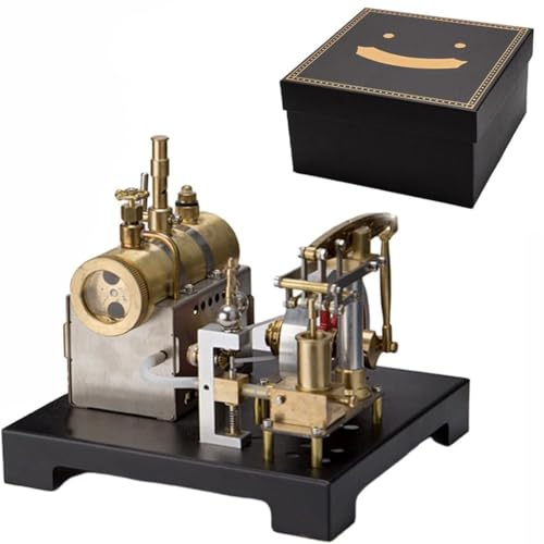 Kopeetechy SE-01 Vollmetall Dampfmaschinen Modell, Horizontalkessel Dampfmaschinen Modell mit Zentrifugalregler, Physikalische Experiment für Erwachsene (84 Teile)