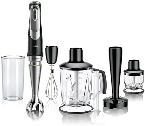 Braun MultiQuick 9 - Stabmixer mit SplashControl-Technologie, Präzise Geschwindigkeitsregelung, Active PowerDrive, Standmixer, Zerkleinerer, 600 ml Becher, 1200W, Schwarz (MQ9147X)
