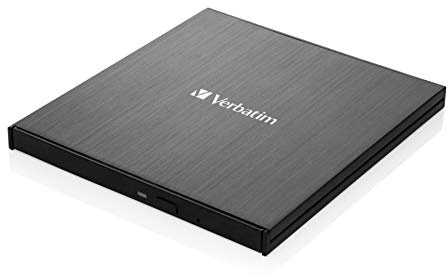 Verbatim External Slimline CD/DVD Writer, USB 3.2 Gen1 mit USB-C Anschluss inkl. USB-C auf USB-A-Kabel, kompaktes Design, Externer DVD-Brenner, Externes CD-Laufwerk, Schlankes Design