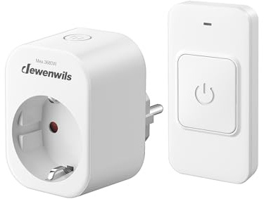 DEWENWILS Funksteckdosen mit Fernbedienung, 3680 W, Magnetische Ein-Tasten-Schalter, 30 m Reichweite, Vorprogrammiert, kabelloses Steckdosen-Set für Lampen, Haushaltsgeräte, Weiß