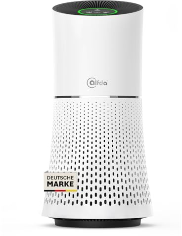 HEPA Luftreiniger alfda ALR100 mit 4in1 Multi-Filter, Ionisator, 150m³/h, bis 20 m², leiser SLEEP-Modus, nur 28 dB (A), Nachtlicht, energiesparender DC-Motor, Timer, Filterwechselanzeige