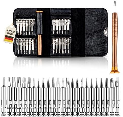 Instinktive-Oase® Präzisionsschraubendreher-Set Feinmechaniker Werkzeug - 25 tlg. Schraubendreher Set mit Lederetui - Uhrmacherwerkzeug für Elektronik, Feinmechaniker Schraubendreher fürs Handy