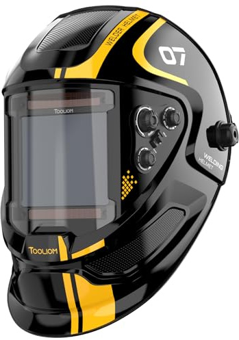 TOOLIOM True Color Automatik-Schweißhelm 3.94x3.66 | 3.94x3.66 großes Sichtfeld, 1/1/1/2 True Color, 4 Sensoren, 3 Modi: Schweißen, Schneiden, Schleifen