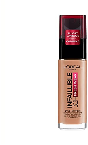 L'Oréal Paris Make-up, Wasserfest und langanhaltend, Flüssige Foundation mit LSF 25, Infaillible 32H Fresh Wear Make-up, 300 Neutral, 30 ml